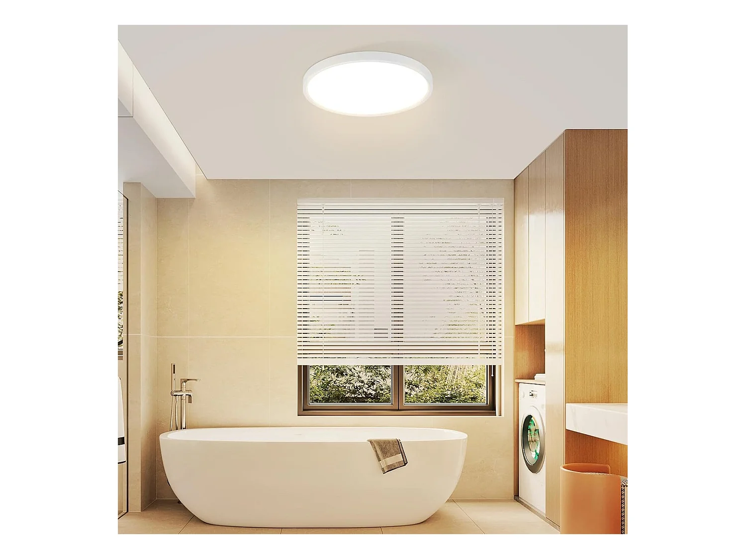 NETTLIFE Plafonnier LED Plat Noir 18cm 15W Rond Salle de Bain Petit Blanc Chaud 3000K