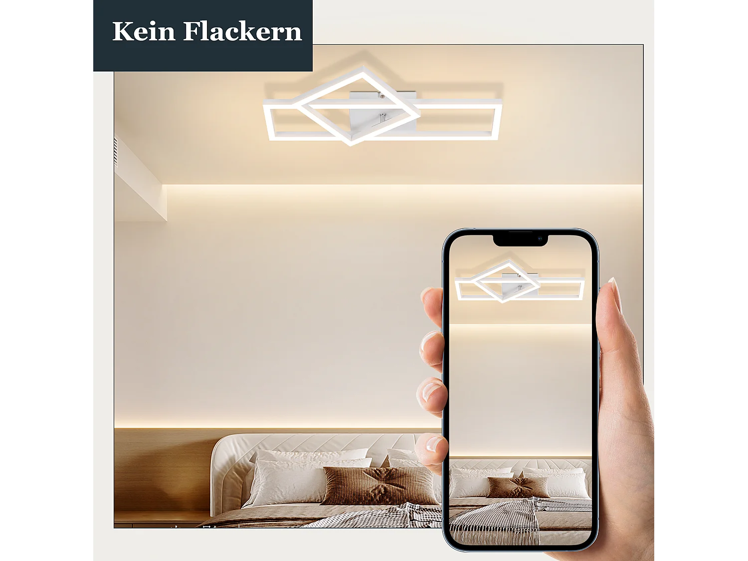 NETTLIFE Plafonnier LED plafonnier salon 20W design moderne lampe de cuisine blanc chaud carré blanc