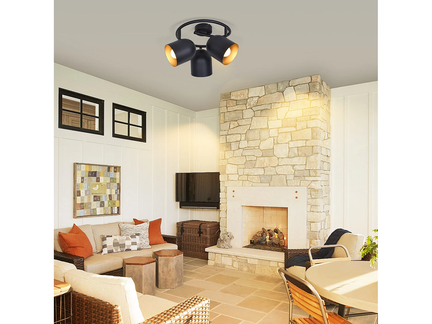 NETTLIFE Lampa sufitowa E14 czarno-złota vintage sufitowa reflektor regulowany bez żarówki 350° regulowany