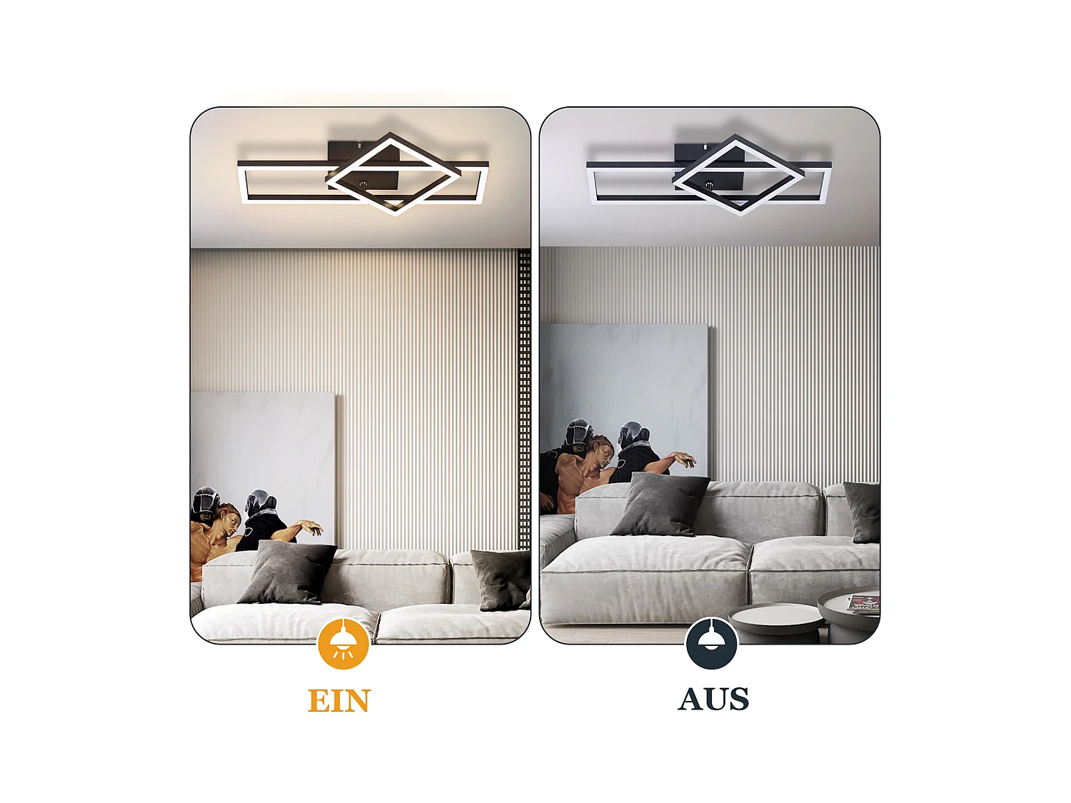 NETTLIFE LED plafondlamp woonkamer plafondlamp 20W warm wit modern design vierkante zwarte lamp