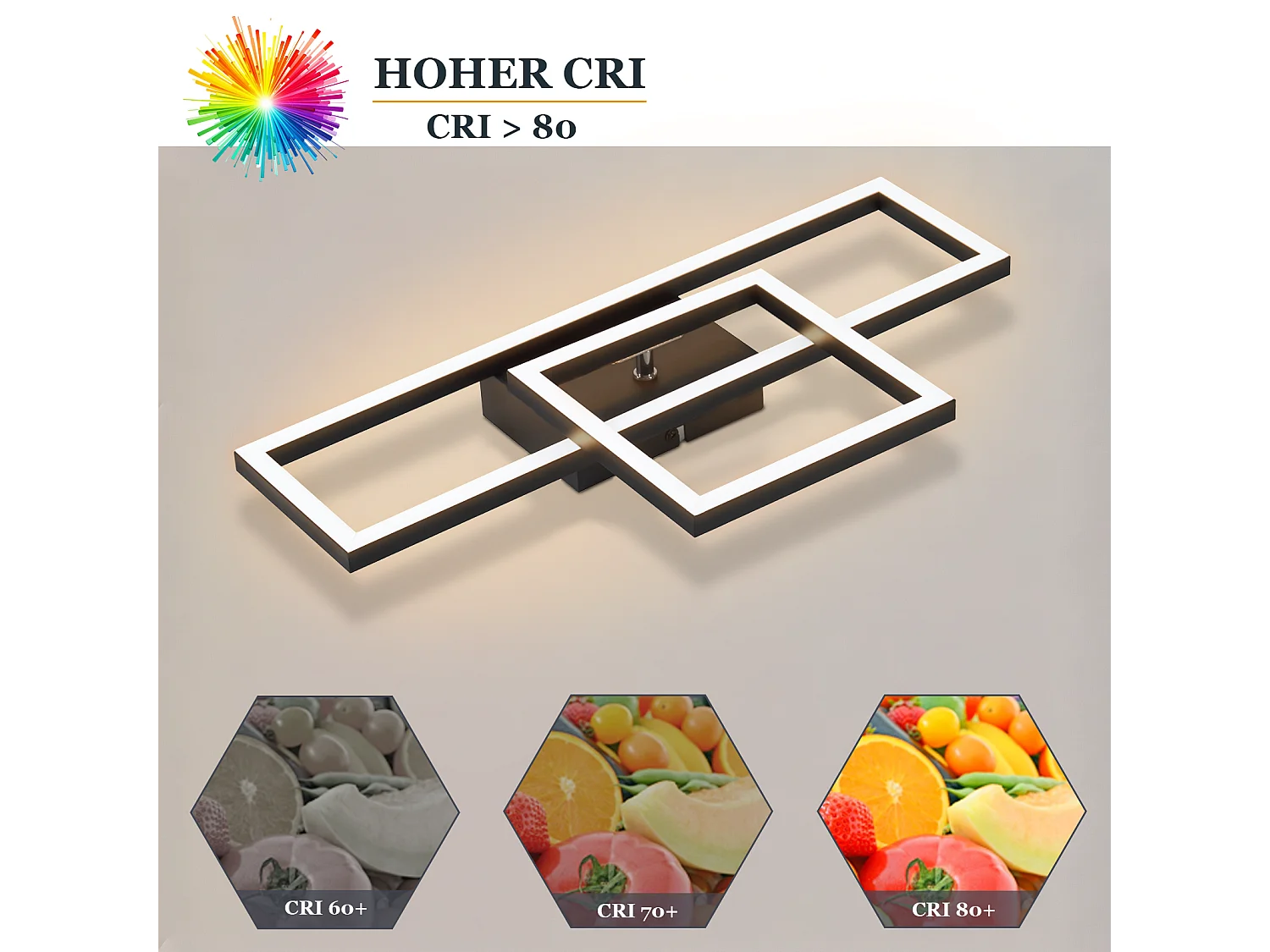 NETTLIFE LED plafondlamp woonkamer plafondlamp 20W warm wit modern design vierkante zwarte lamp