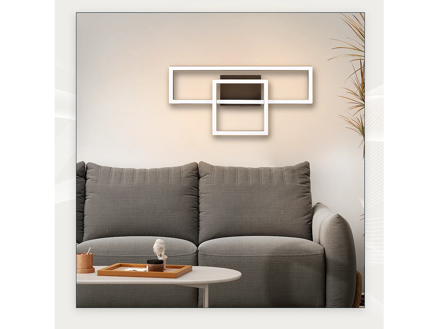 NETTLIFE Plafonnier LED plafonnier salon 20W blanc chaud design moderne lampe noire carrée