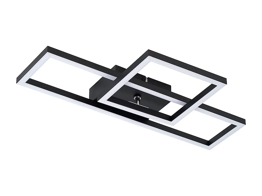 NETTLIFE Plafonnier LED plafonnier salon 20W blanc chaud design moderne lampe noire carrée