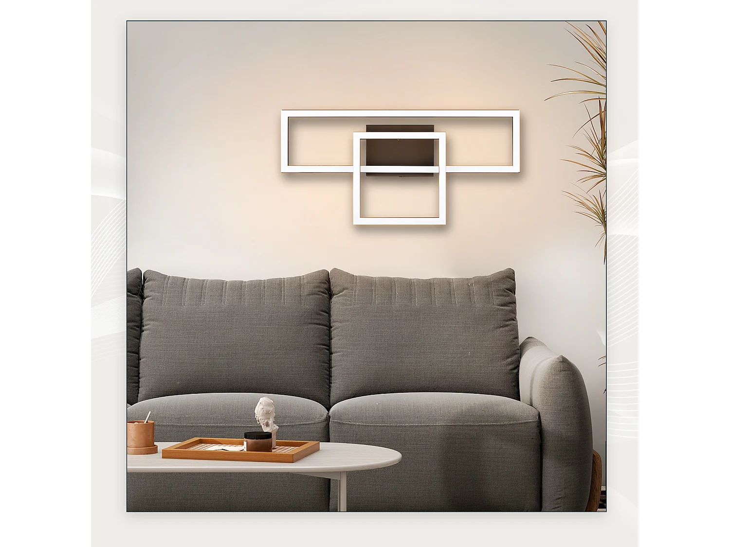NETTLIFE Lampa sufitowa LED do salonu Lampa sufitowa o mocy 20 W, ciepła biel, nowoczesny design, kwadratowa czarna lampa