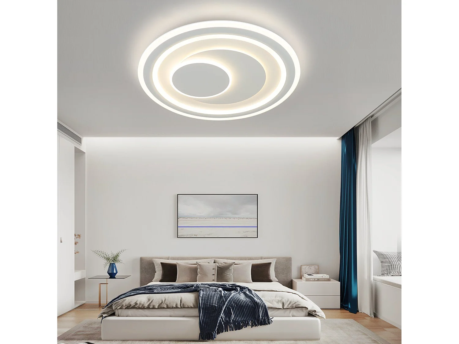 NETTLIFE Lampa sufitowa LED do salonu Ściemniana za pomocą pilota RGB Okrągła 50 cm Zmieniająca kolor RGB