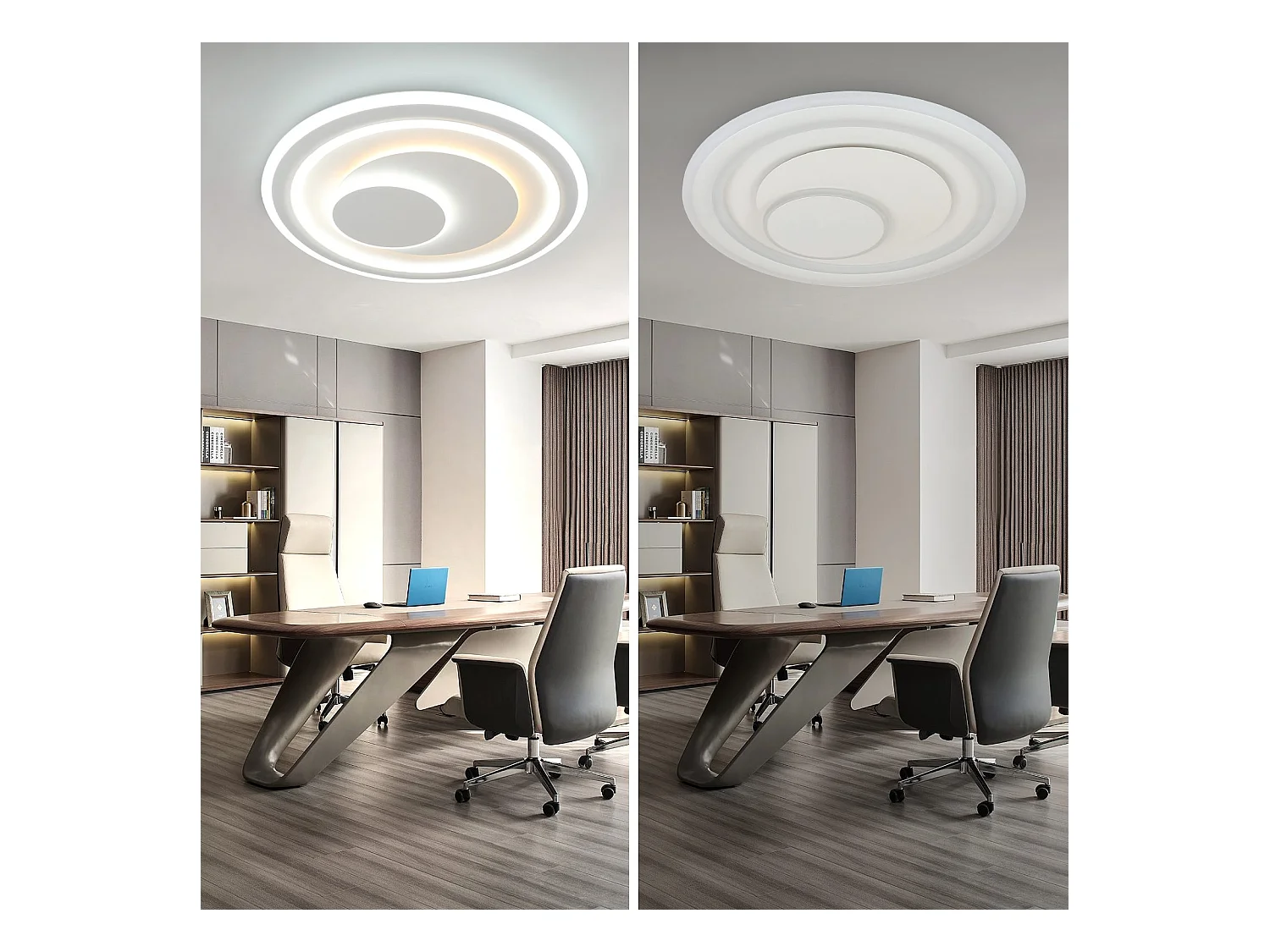 NETTLIFE Plafonnier LED salon dimmable avec télécommande RGB lampe de terrasse blanche ronde 50 cm RGB couleur changeante