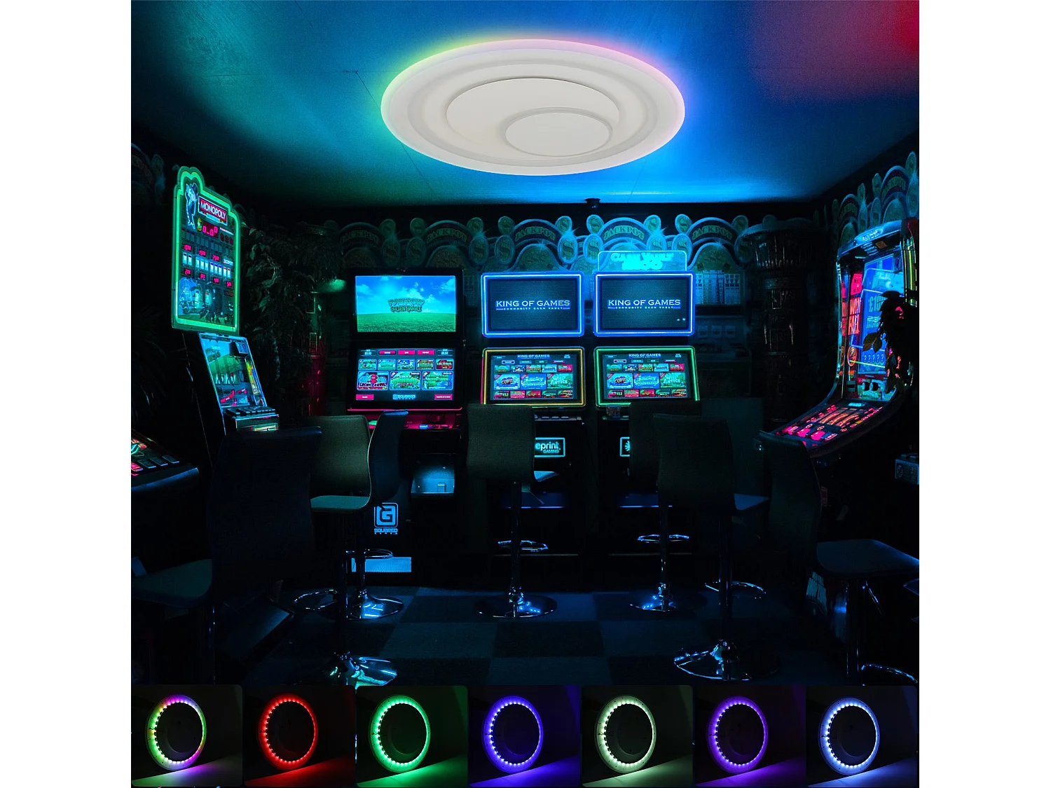 NETTLIFE lampa sufitowa LED do salonu możliwość przyciemniania za pomocą pilota lampa tarasowa RGB biała okrągła 50 cm zmiana koloru RGB