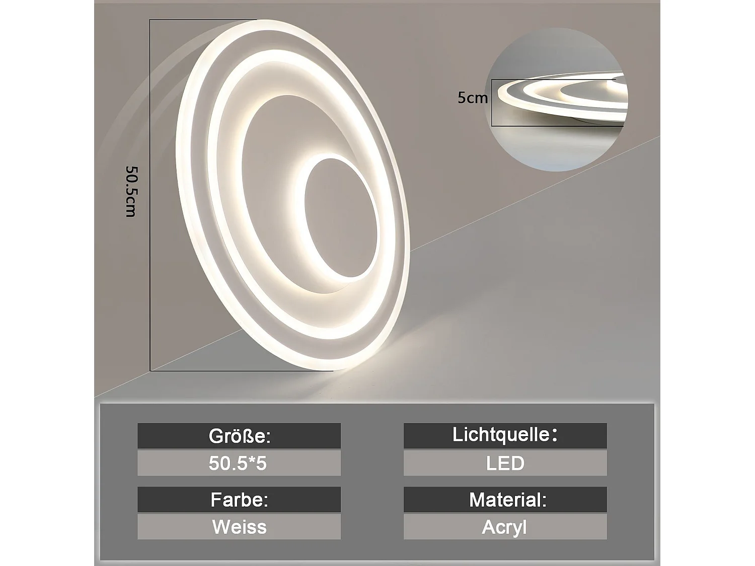 NETTLIFE lampa sufitowa LED do salonu możliwość przyciemniania za pomocą pilota lampa tarasowa RGB biała okrągła 50 cm zmiana koloru RGB