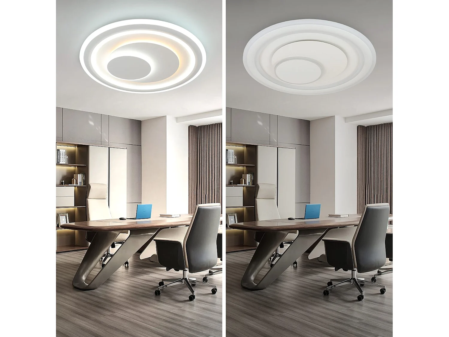 NETTLIFE lampa sufitowa LED do salonu możliwość przyciemniania za pomocą pilota lampa tarasowa RGB biała okrągła 50 cm zmiana koloru RGB