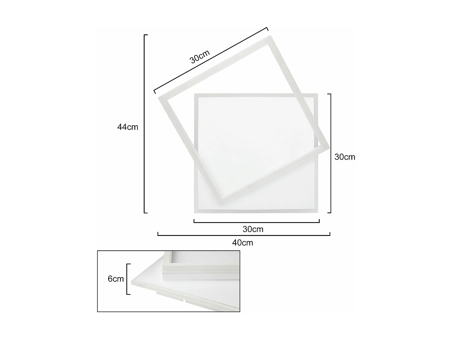 NETTLIFE Verstelbare LED Plafondlamp 44W, Wit, Vierkant Design, met Afstandsbediening, 44x40cm