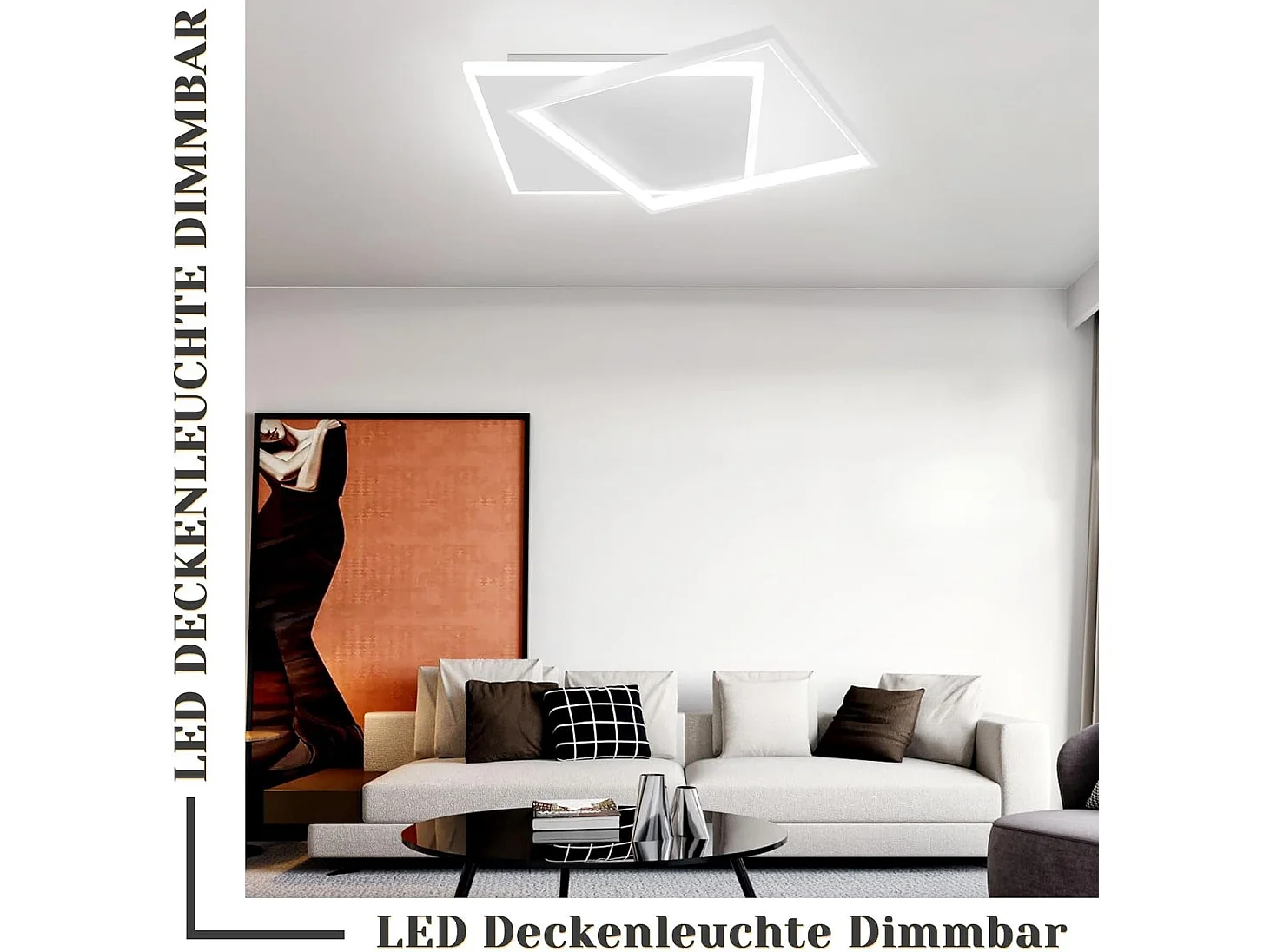 NETTLIFE Verstelbare LED Plafondlamp 44W, Wit, Vierkant Design, met Afstandsbediening, 44x40cm