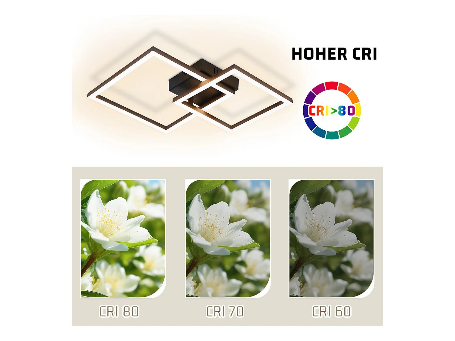 NETTLIFE Lampa sufitowa LED do salonu Lampa sufitowa - 20 W Ciepła biel Lampa do salonu Nowoczesny design Lampa do sypialni Czarna