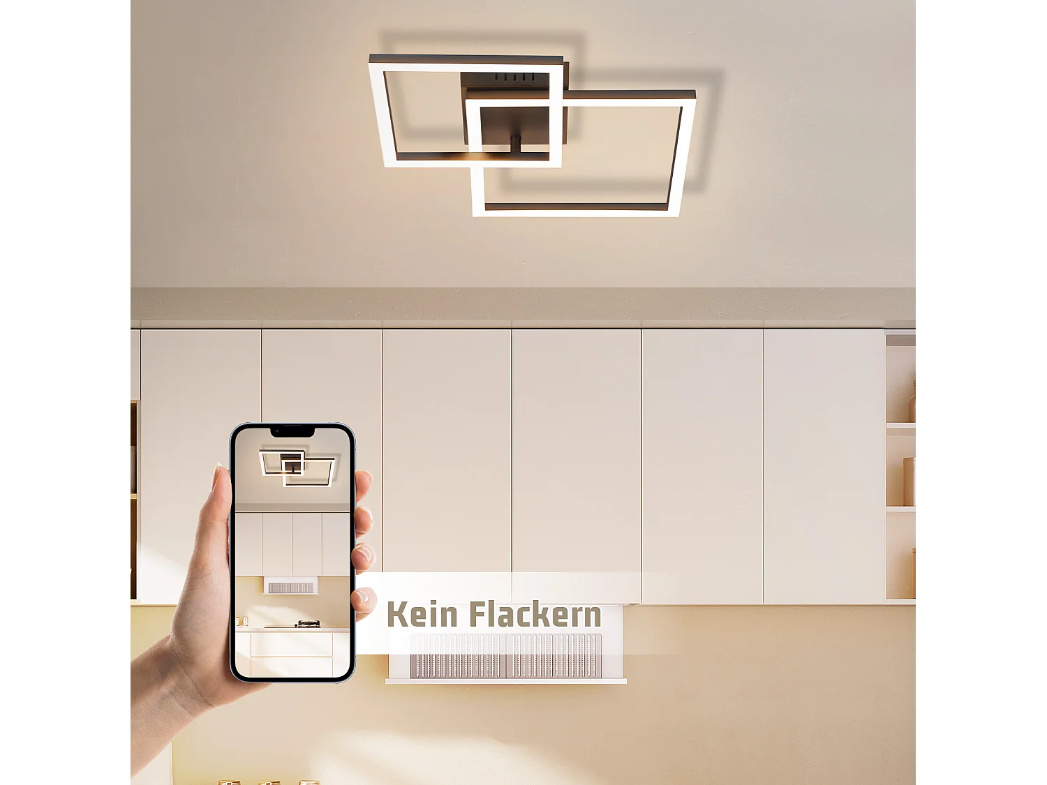 NETTLIFE Lampa sufitowa LED do salonu Lampa sufitowa - 20 W Ciepła biel Lampa do salonu Nowoczesny design Lampa do sypialni Czarna