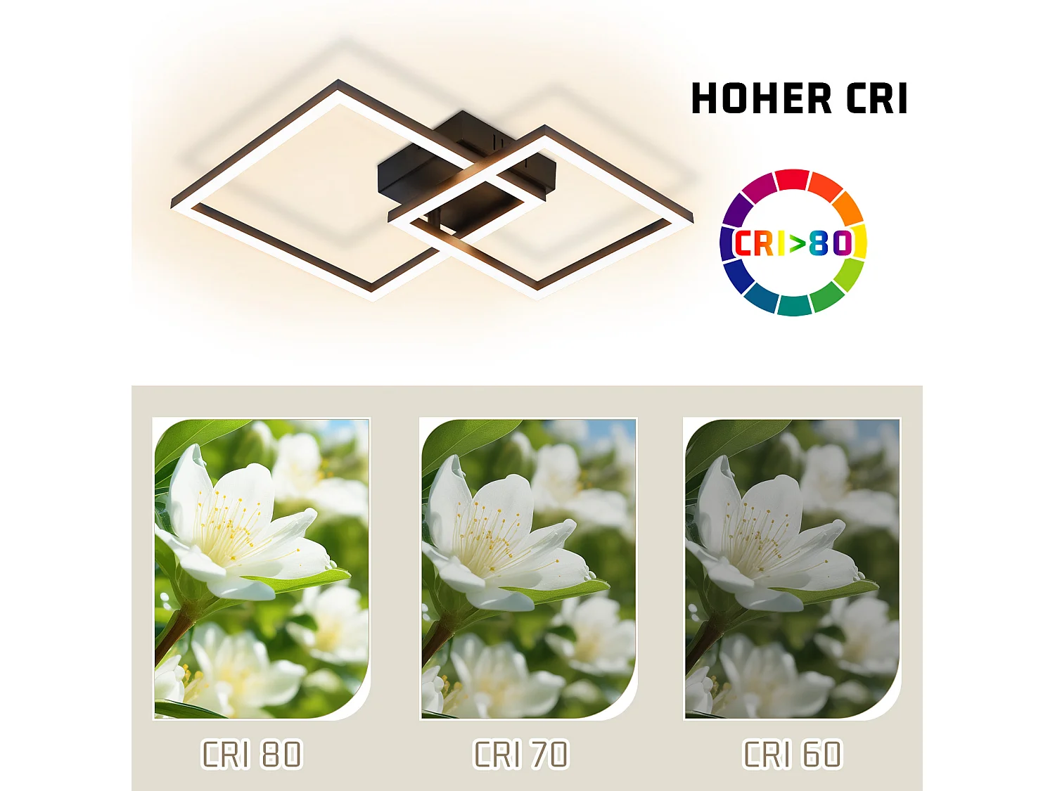 NETTLIFE Lampa sufitowa LED do salonu Lampa sufitowa - 20 W Ciepła biel Lampa do salonu Nowoczesny design Lampa do sypialni Czarna