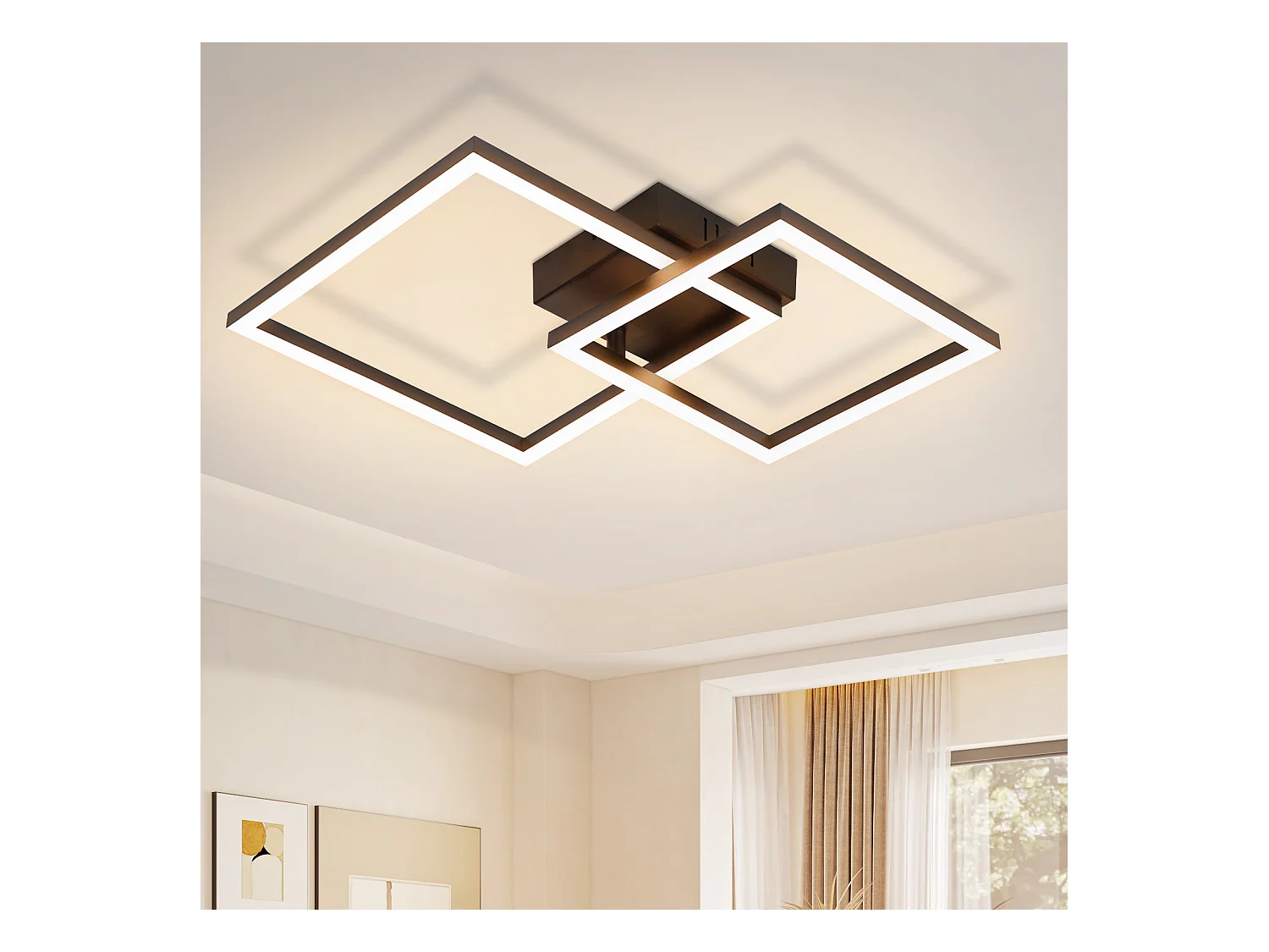 NETTLIFE LED Plafondlamp Woonkamer Plafondlamp - 20W Warm Wit Woonkamerlamp Modern Design Slaapkamerlamp Zwart