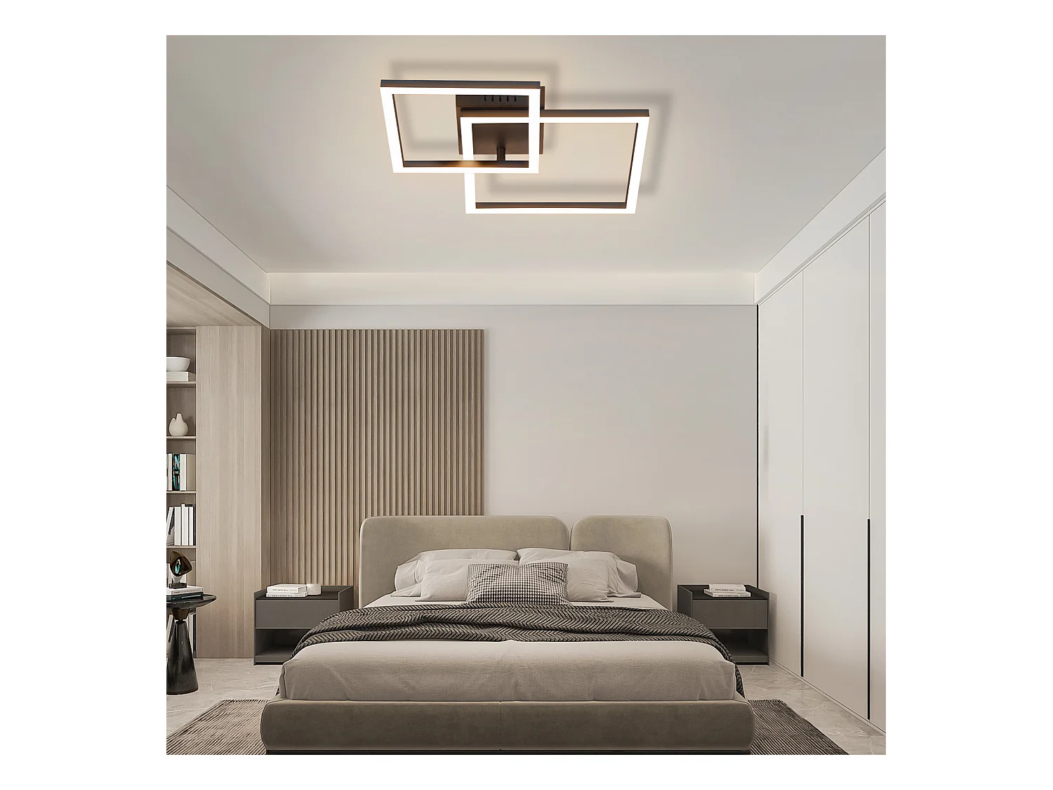 NETTLIFE Plafonnier LED plafonnier salon - 20W lampe de salon blanc chaud lampe de chambre design moderne noir