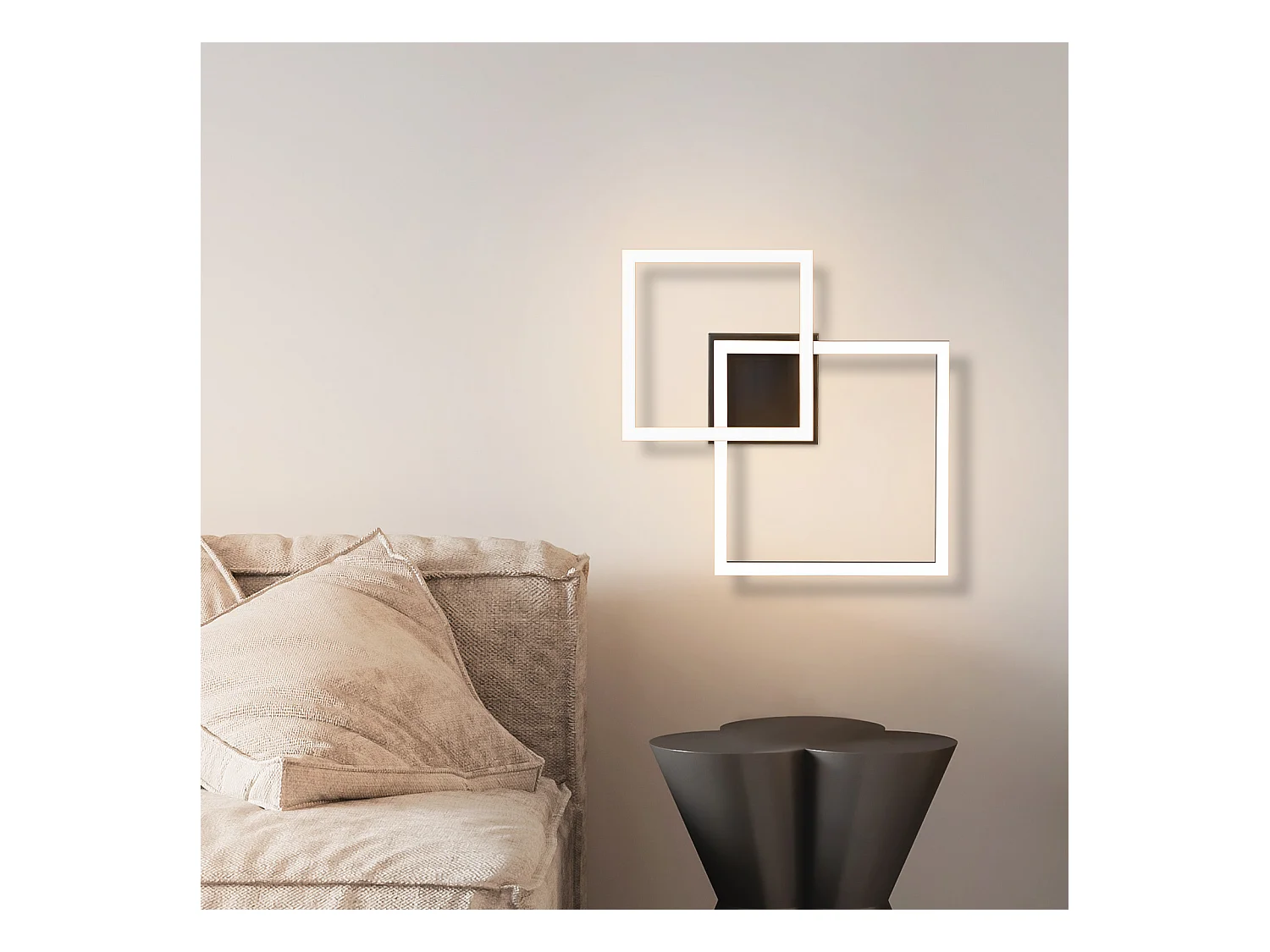 NETTLIFE Plafonnier LED plafonnier salon - 20W lampe de salon blanc chaud lampe de chambre design moderne noir