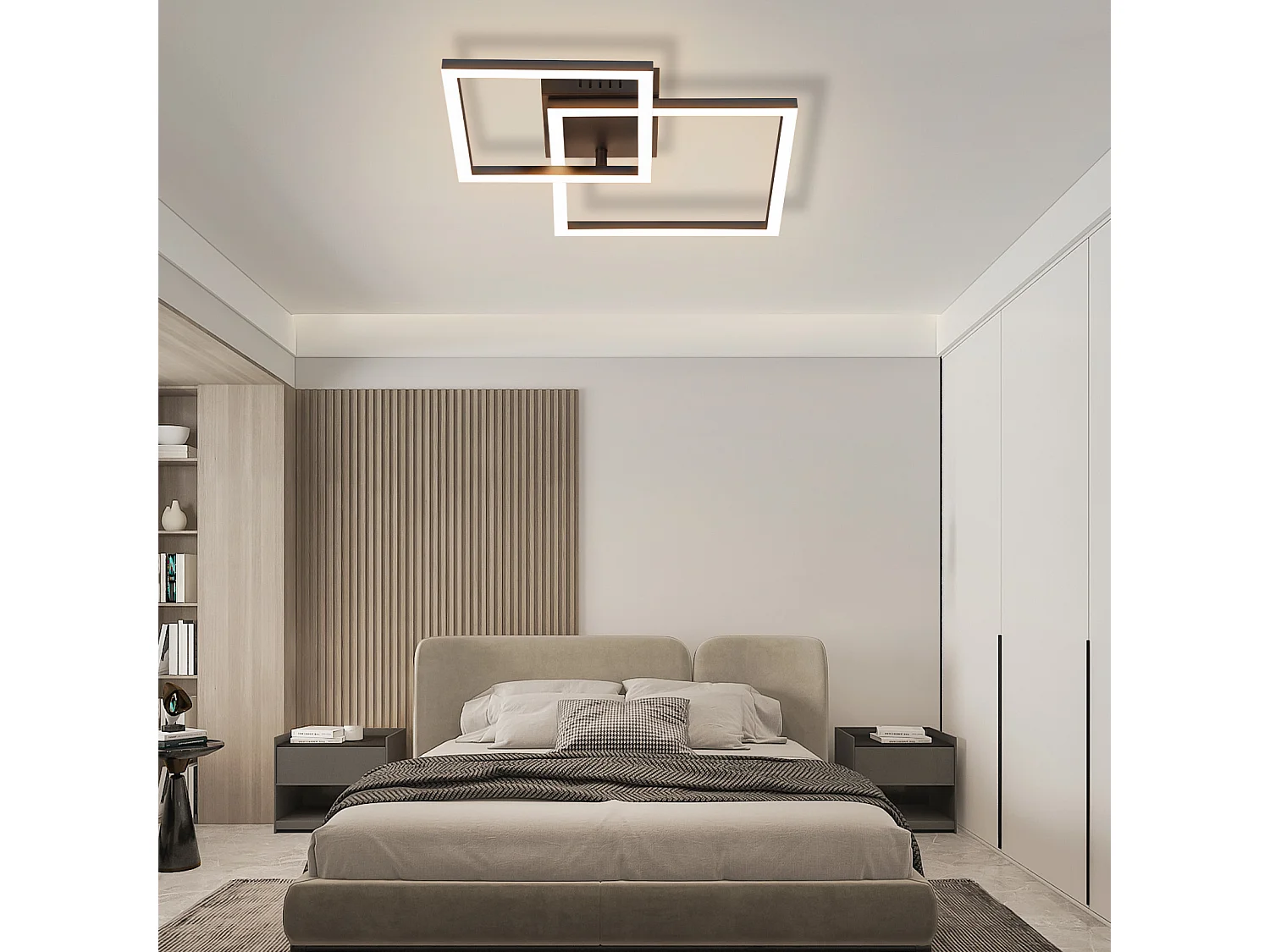 NETTLIFE Plafonnier LED plafonnier salon - 20W lampe de salon blanc chaud lampe de chambre design moderne noir