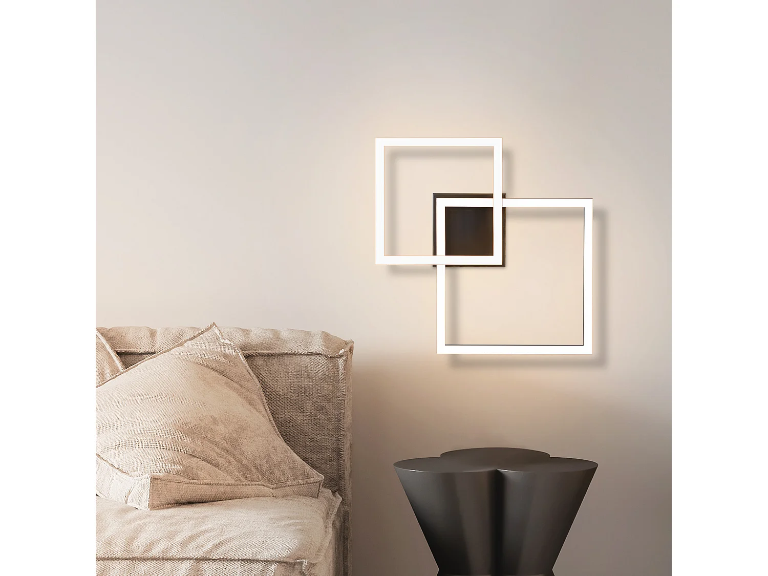 NETTLIFE Plafonnier LED plafonnier salon - 20W lampe de salon blanc chaud lampe de chambre design moderne noir