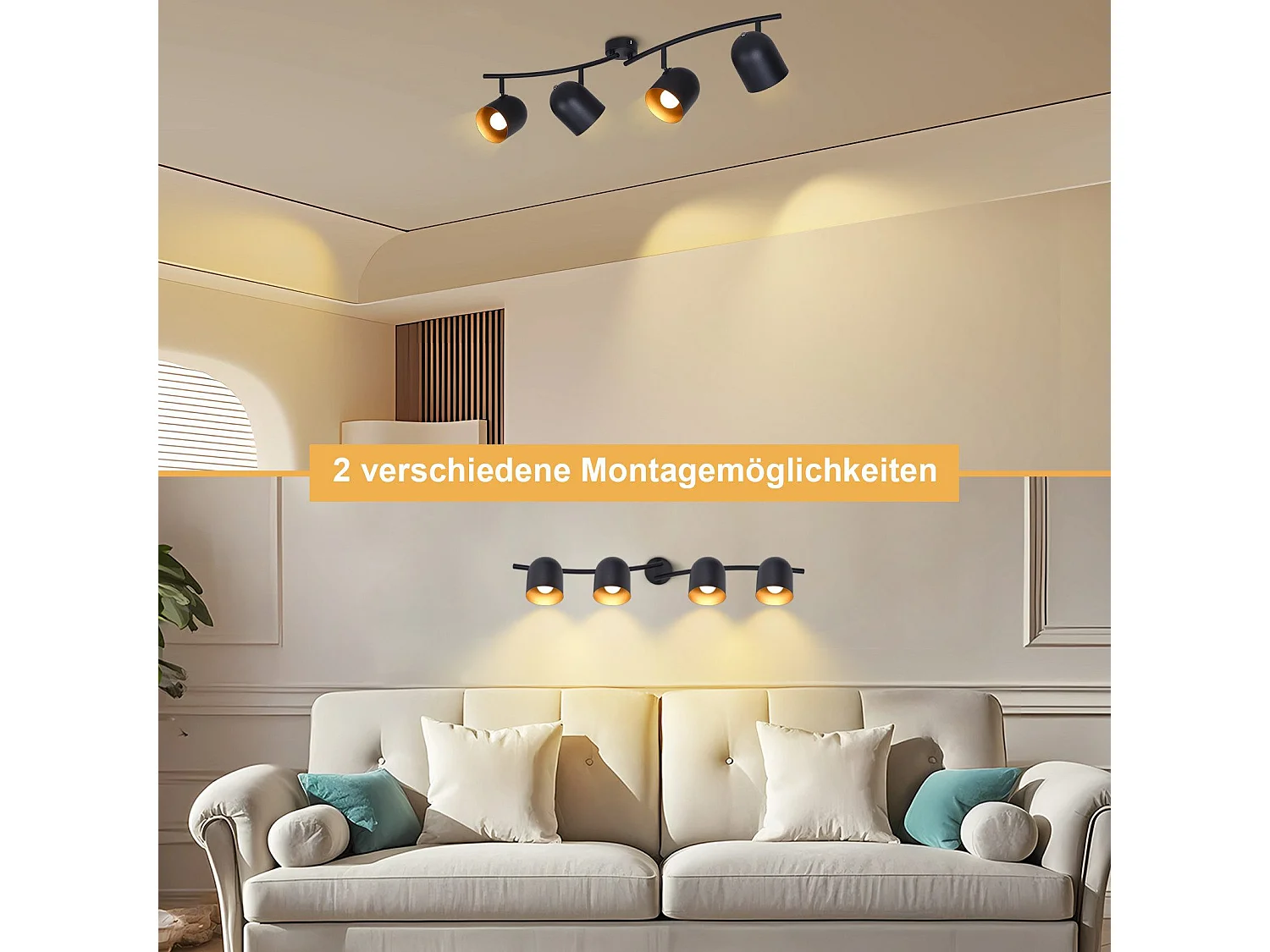 NETTLIFE Plafondlamp E14 zwart goud industriële plafondspot verstelbaar 350° draaibaar