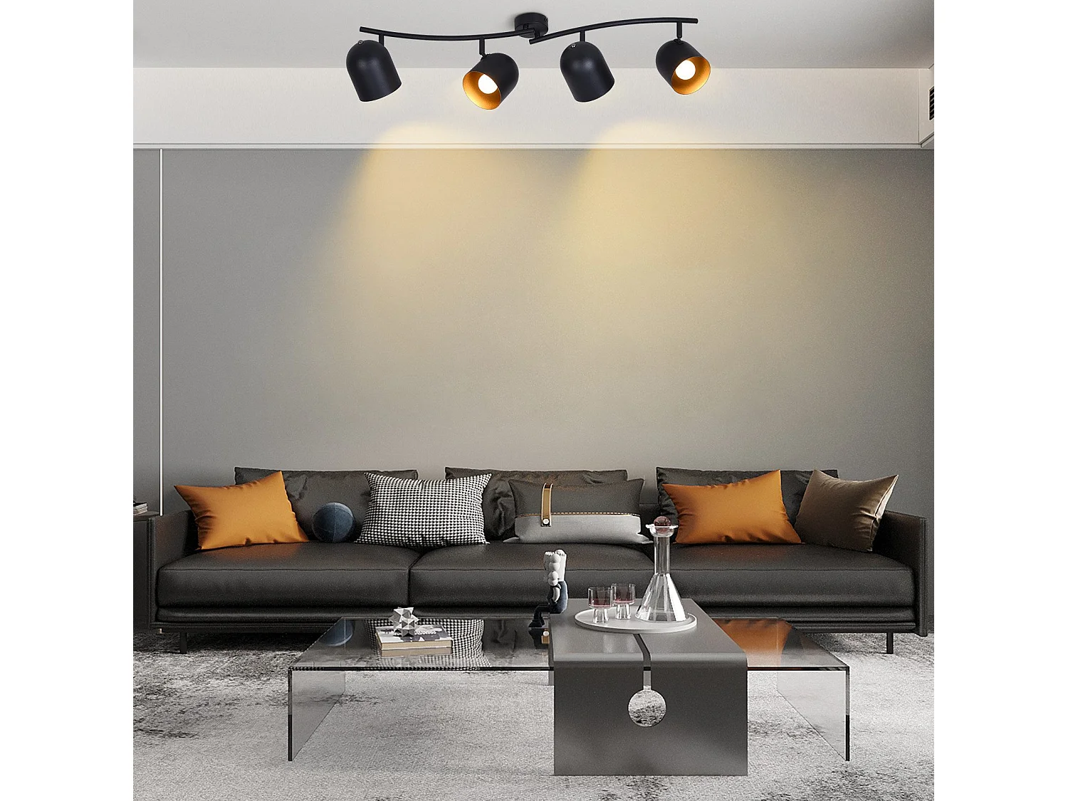 NETTLIFE Plafondlamp E14 zwart goud industriële plafondspot verstelbaar 350° draaibaar