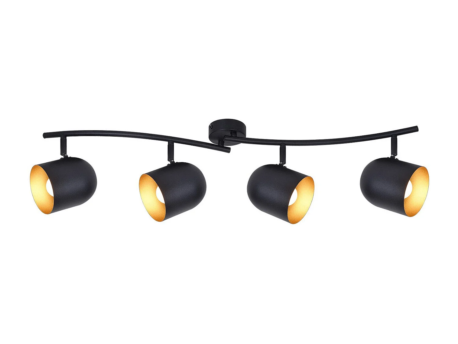 NETTLIFE Plafonnier E14 noir doré spot de plafond lampe de couloir industrielle vintage orientable sans ampoule orientable à 350°