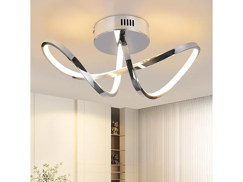 NETTLIFE LED Plafondlamp Slaapkamerlamp Modern Design Chroom 12W Binnen 3000K Warm Wit