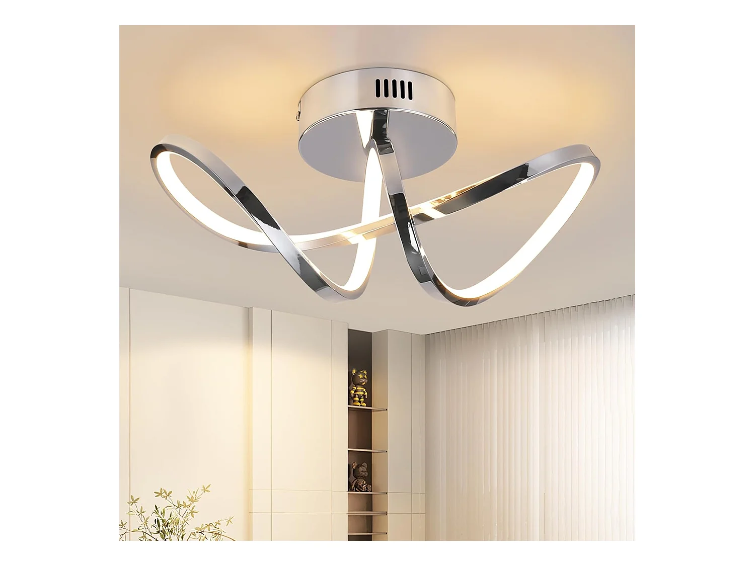 NETTLIFE Plafonnier LED chambre lampe de chambre moderne design chromé 12W intérieur 3000K blanc chaud