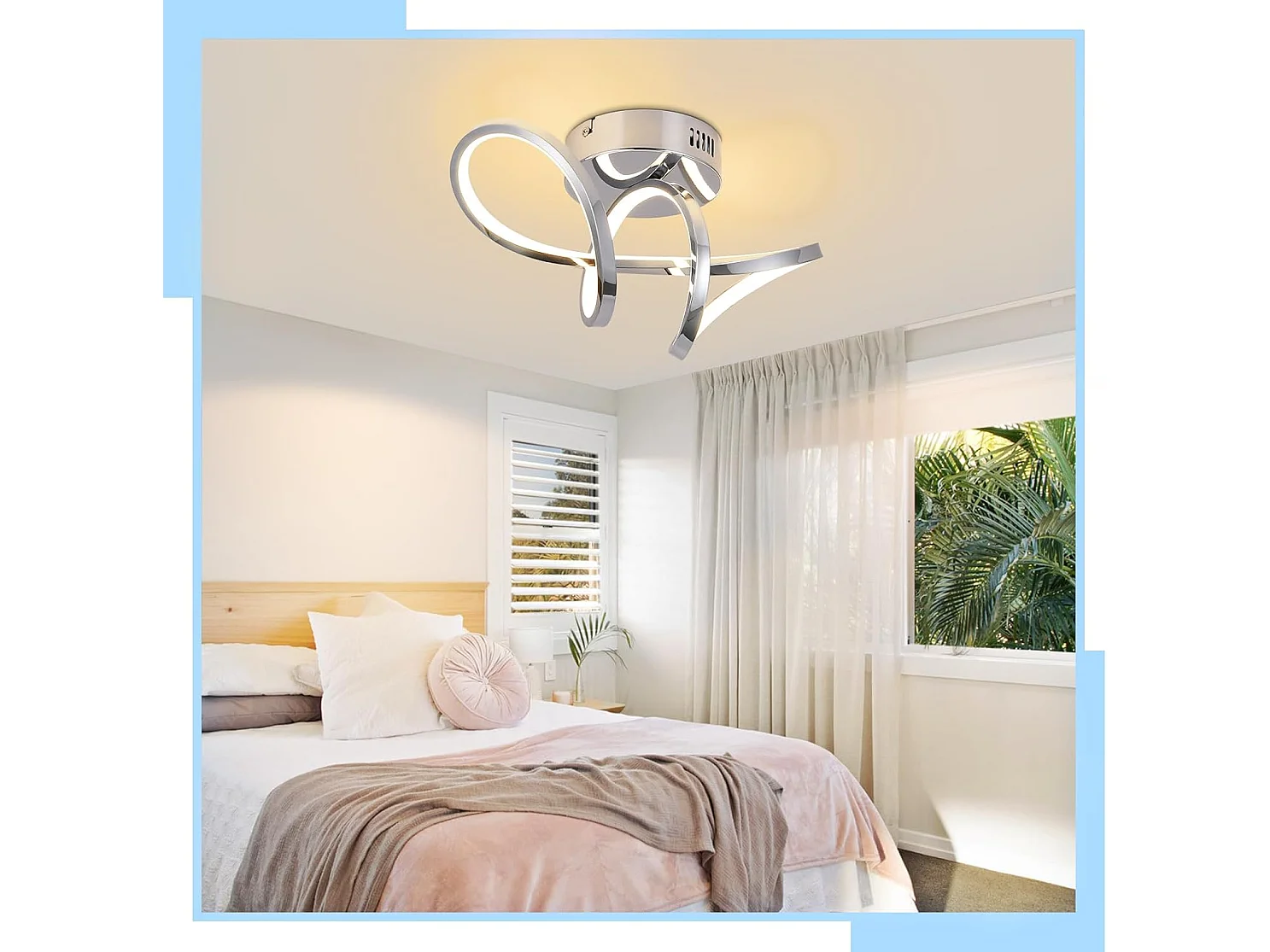 NETTLIFE Plafonnier LED chambre lampe de chambre moderne design chromé 12W intérieur 3000K blanc chaud