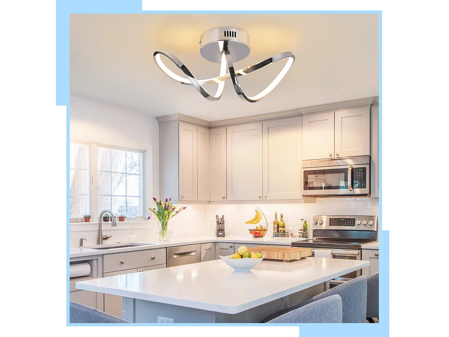 NETTLIFE Plafonnier LED chambre lampe de chambre moderne design chromé 12W intérieur 3000K blanc chaud