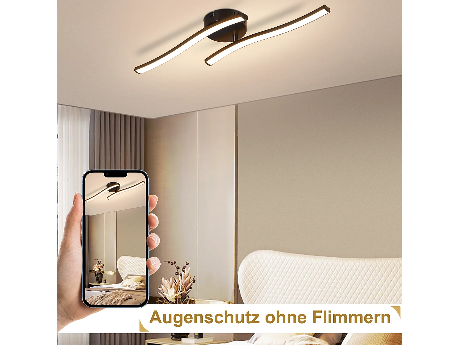 NETTLIFE Lampa sufitowa do salonu Lampa sufitowa LED do sypialni nowoczesna czarna 12W 3000K ciepła biel wnętrze