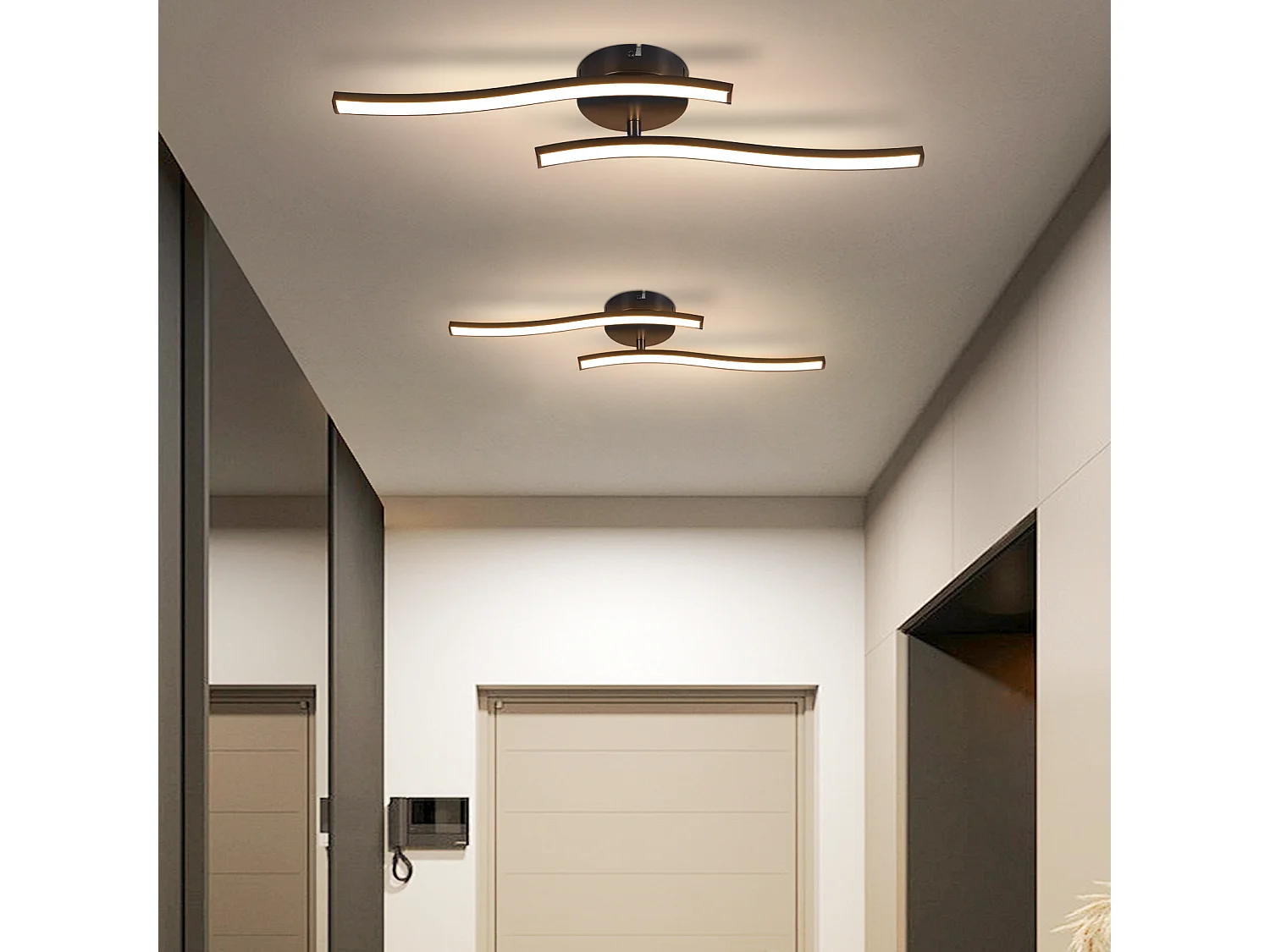 NETTLIFE Lampa sufitowa do salonu Lampa sufitowa LED do sypialni nowoczesna czarna 12W 3000K ciepła biel wnętrze