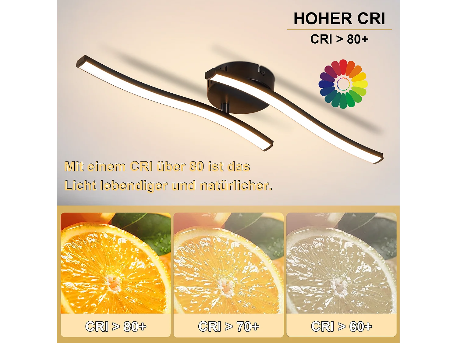 NETTLIFE Plafonnier salon LED plafonnier chambre moderne noir 12W 3000K intérieur blanc chaud