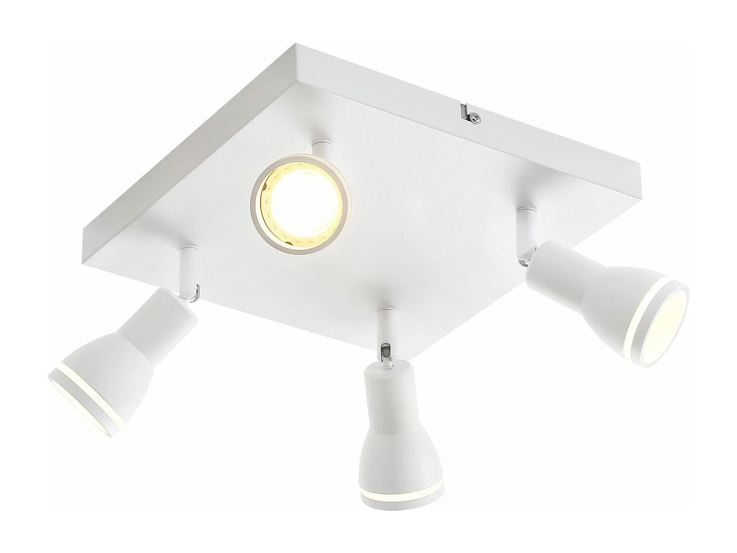 NETTLIFE Plafonnier LED 4 Spots de plafond : modèles carrés plafonnier Blanc Spot mural orientable GU10 intérieur métal, sans ampoule