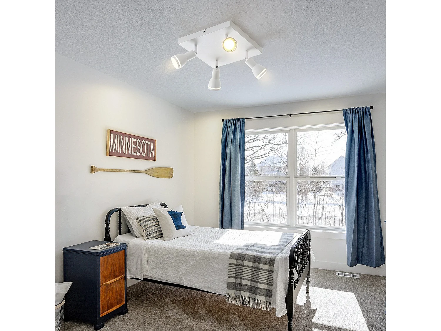 NETTLIFE Plafonnier LED 4 Spots de plafond : modèles carrés plafonnier Blanc Spot mural orientable GU10 intérieur métal, sans ampoule