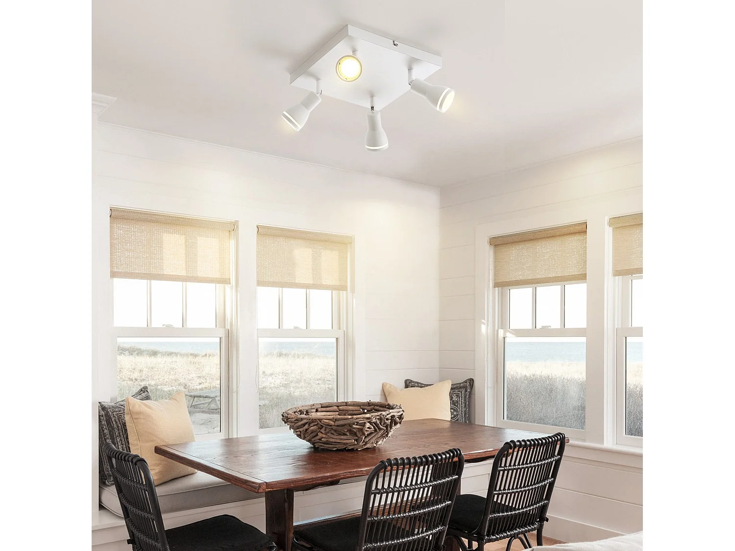 NETTLIFE LED Plafondlamp 4 Vierkante Plafondspots Wit Verstelbare Wandspot GU10 Binnen Metaal