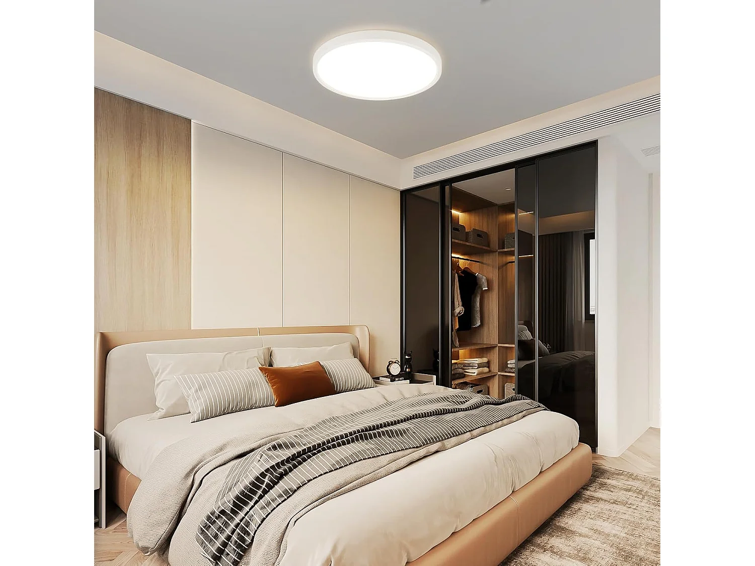 NETTLIFE Plafonnier LED plafonnier salle de bain Ø30cm lampe de chambre rond blanc 24W lampe de couloir 3000K