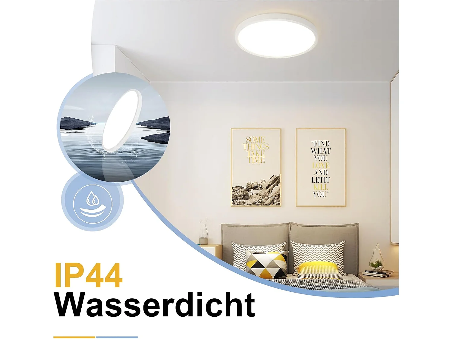 NETTLIFE Plafonnier LED plafonnier salle de bain Ø30cm lampe de chambre rond blanc 24W lampe de couloir 3000K