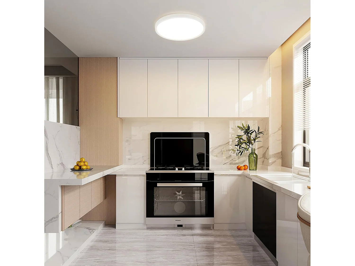 NETTLIFE Plafonnier LED plafonnier salle de bain Ø30cm lampe de chambre rond blanc 24W lampe de couloir 3000K