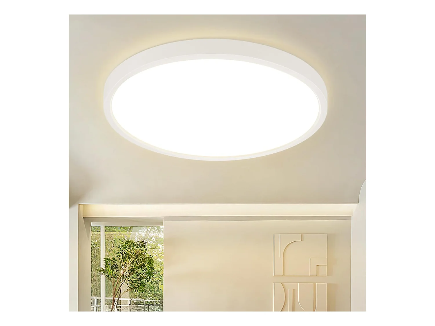 NETTLIFE Plafonnier LED plafonnier salle de bain Ø30cm lampe de chambre rond blanc 24W lampe de couloir 3000K