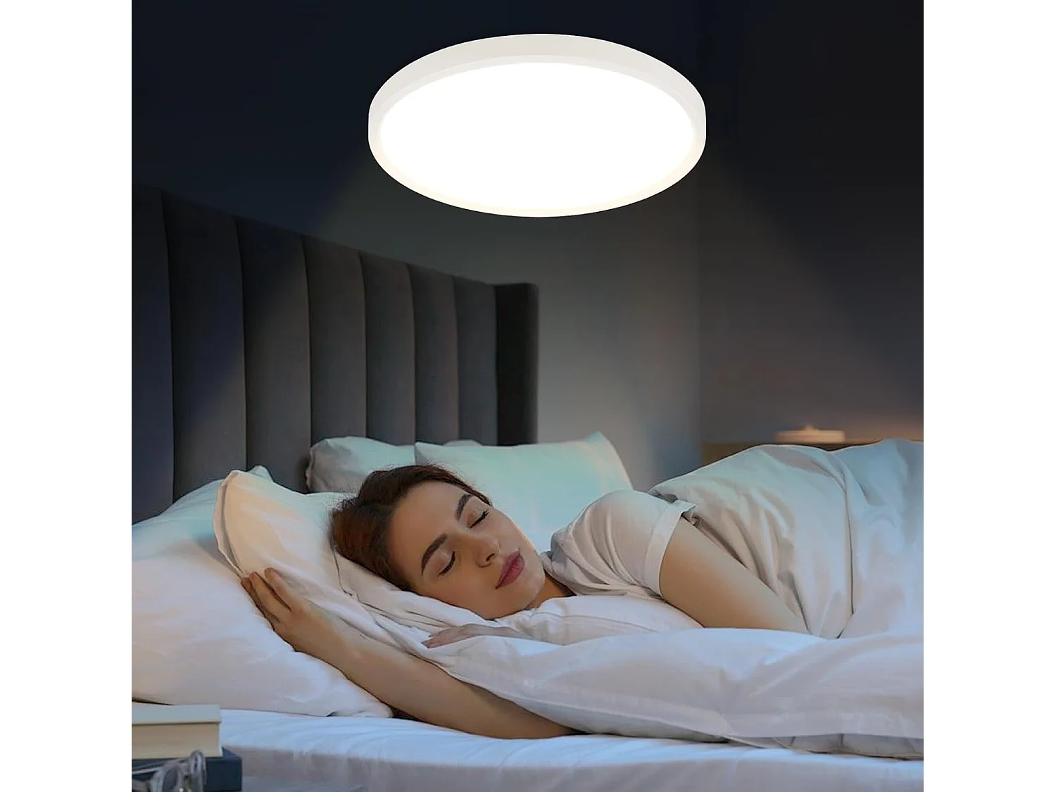 NETTLIFE Plafonnier LED plafonnier salle de bain Ø30cm lampe de chambre rond blanc 24W lampe de couloir 3000K