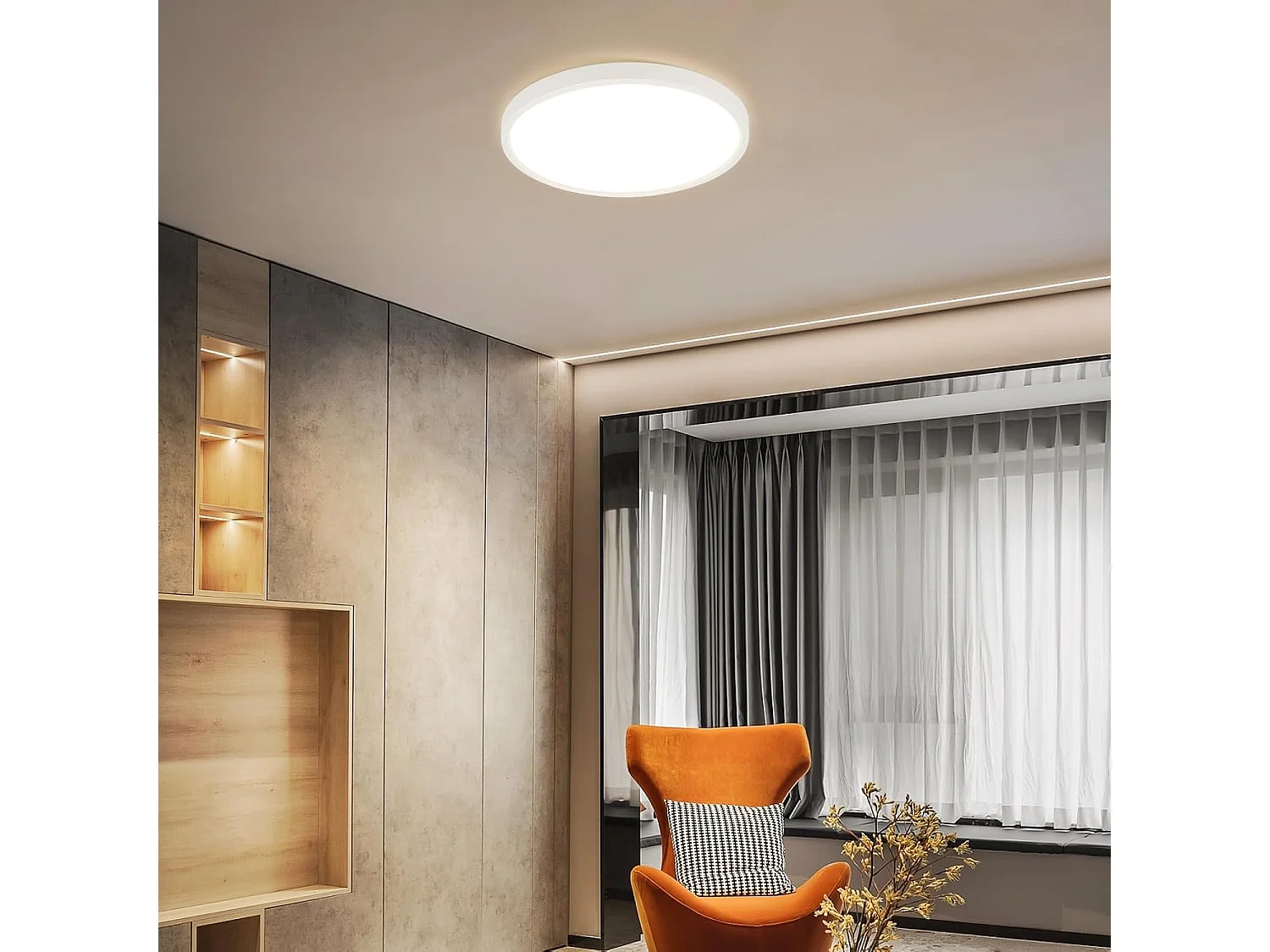 NETTLIFE Plafonnier LED plafonnier salle de bain Ø30cm lampe de chambre rond blanc 24W lampe de couloir 3000K