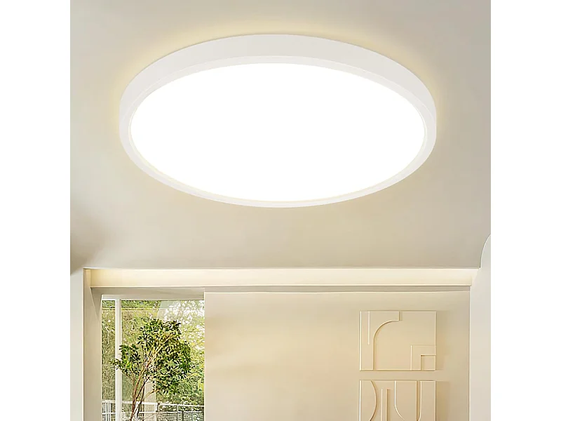 NETTLIFE Plafonnier LED plafonnier salle de bain Ø30cm lampe de chambre rond blanc 24W lampe de couloir 3000K