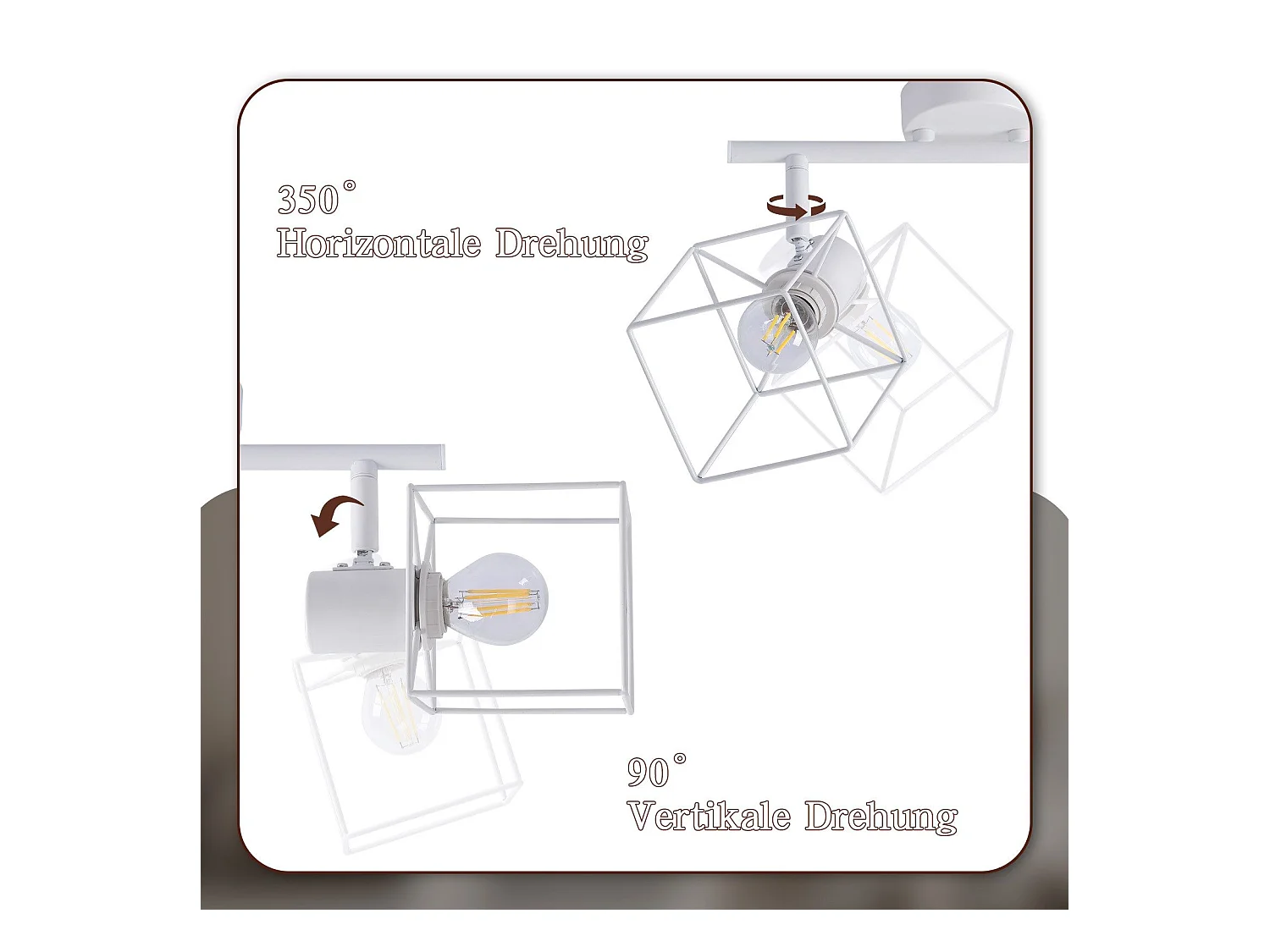 NETTLIFE  E14 Reflektor sufitowy 350° Obrotowy Vintage Metal Regulowany Bez żarówki