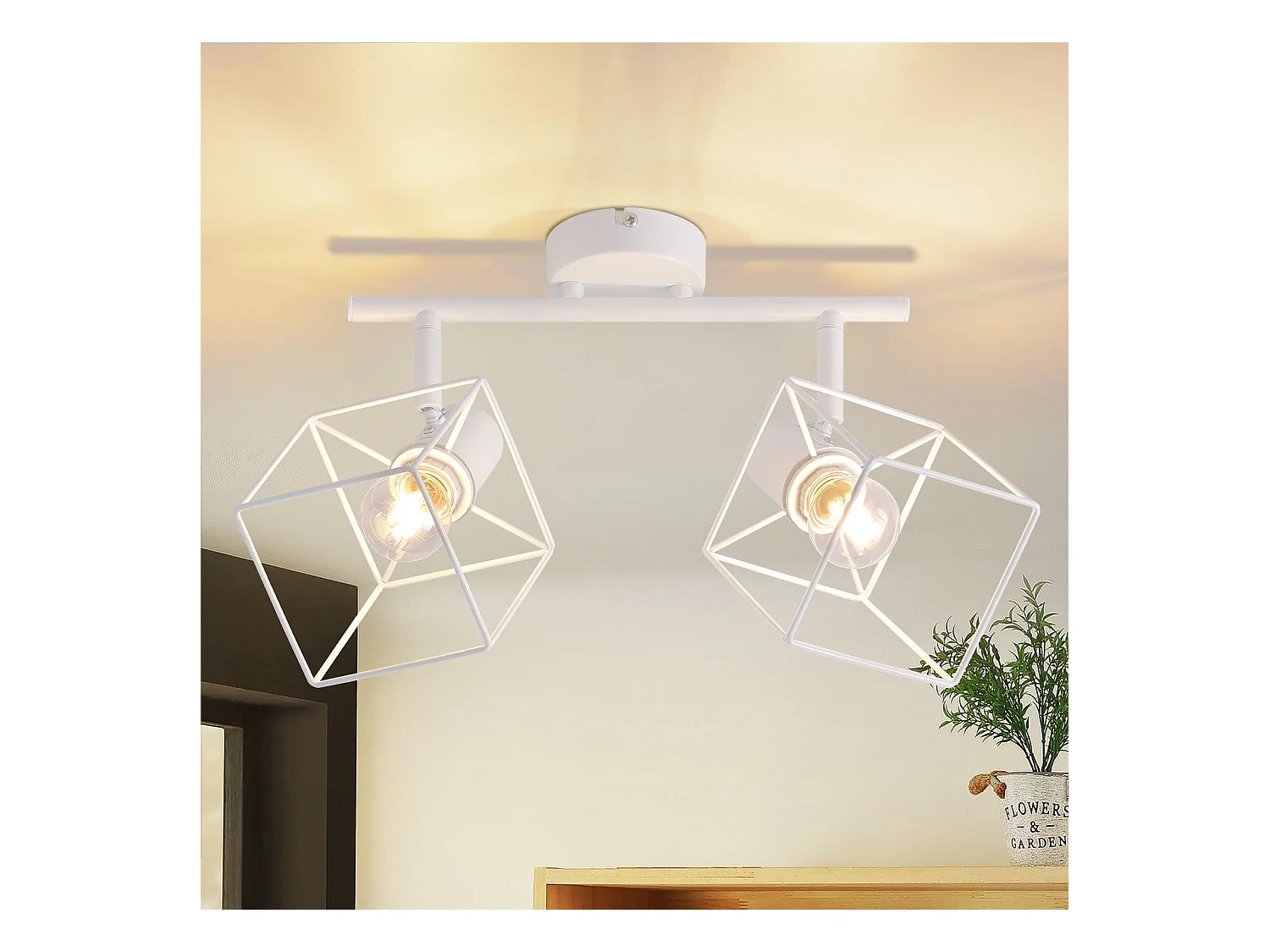NETTLIFE Spot de plafond noir E14 orientable à 350° vintage en métal orientable sans ampoule