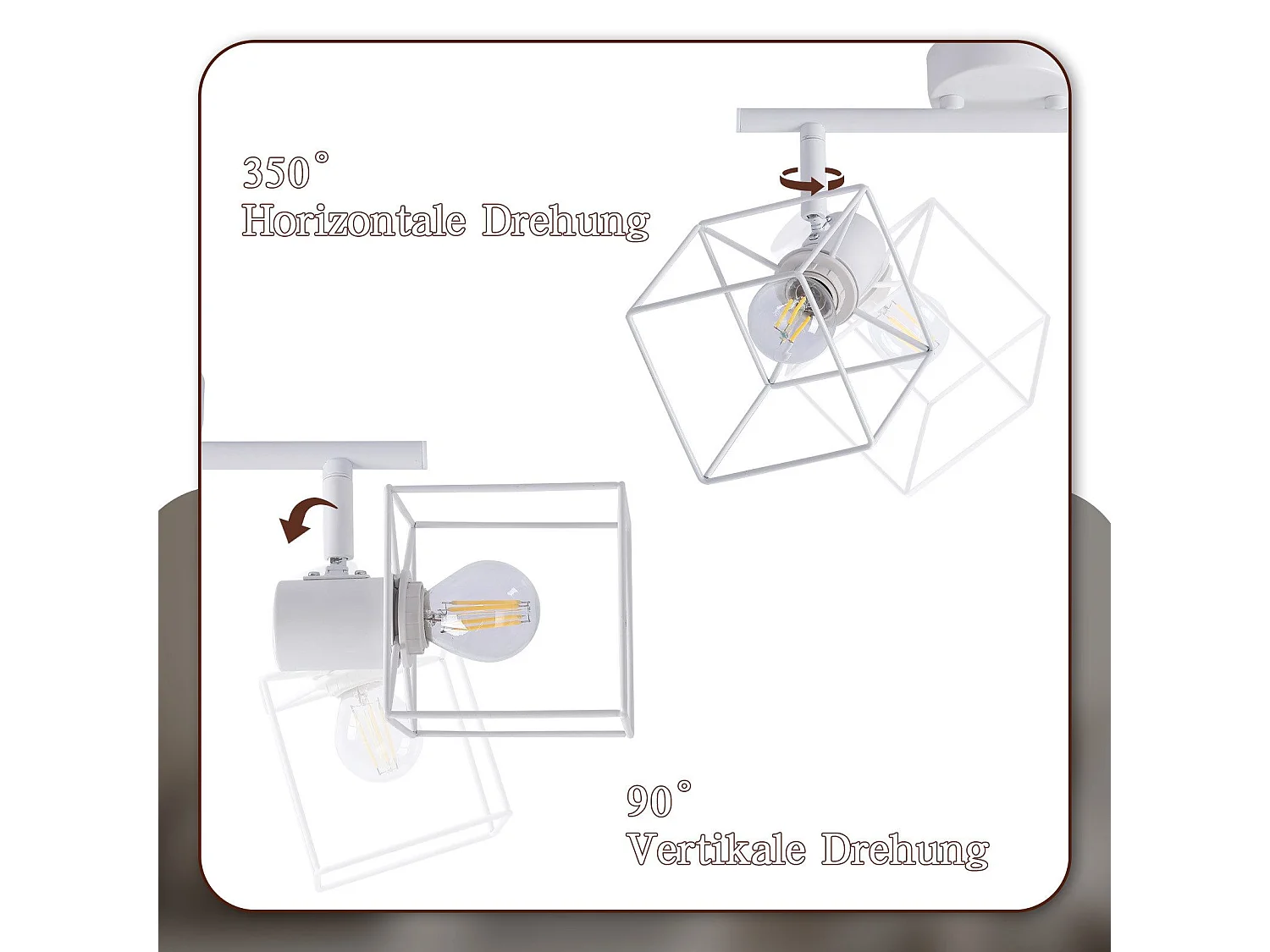 NETTLIFE E14 Plafondspot 350° Draaibaar Vintage Metaal Verstelbaar Zonder Lamp