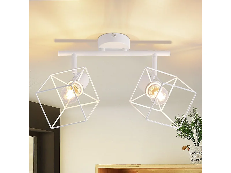 NETTLIFE Spot de plafond noir E14 orientable à 350° vintage en métal orientable sans ampoule