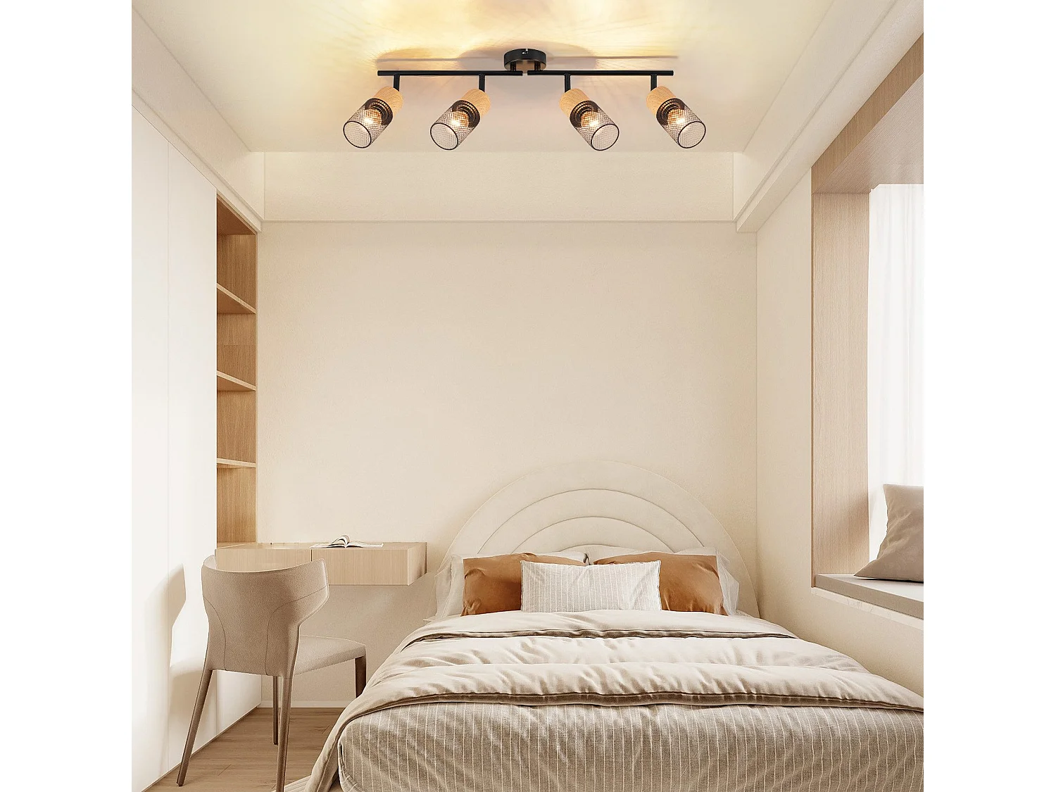 NETTLIFE Houten Plafondlamp E14 Plafondlamp 350° Verstelbaar Vintage Wandlamp Verstelbaar Zonder Lamp