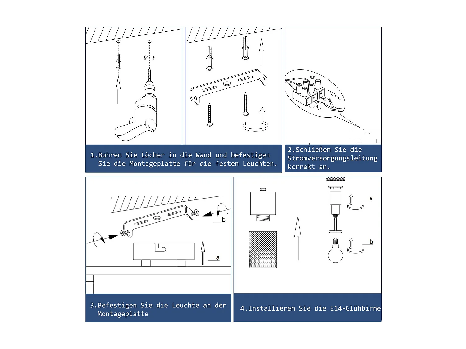 NETTLIFE Plafonnier bois E14 Lampe de plafond 350° orientable Applique murale vintage Lampe de cuisine Orientable sans ampoule