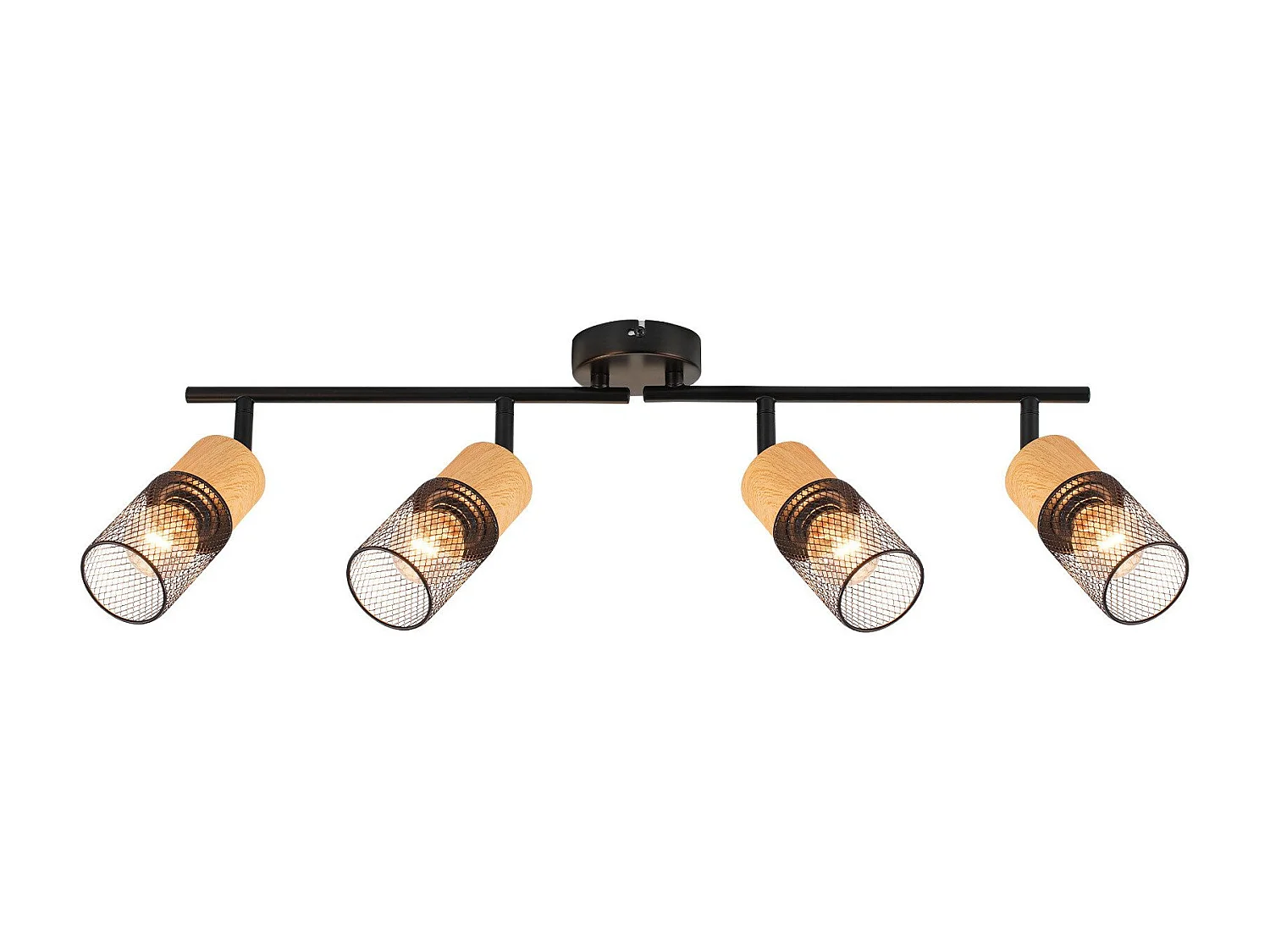 NETTLIFE Plafoniera in legno E14 350° orientabile, lampada da soffitto vintage, lampada da parete regolabile senza lampadina